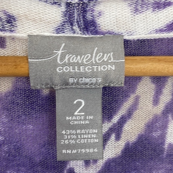 Chico’s Travelers collection Lightweight Linen blend Boho print cardigan size 2 - Picture 6 of 6